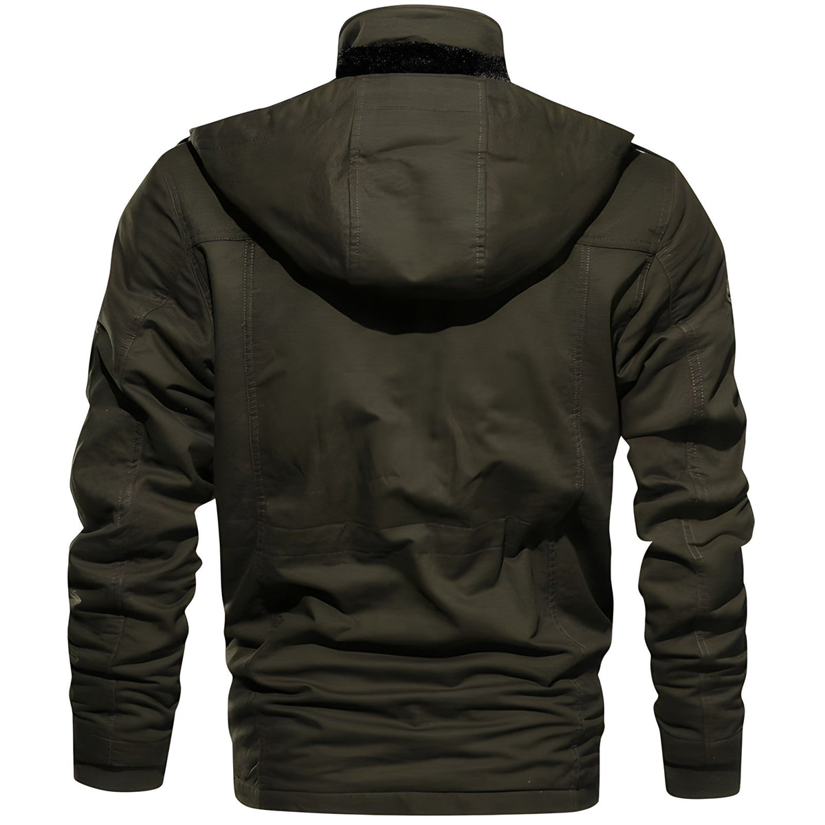 Men's Utility Jacket with Front Zipper, Multiple Pockets and Adjustable Waist