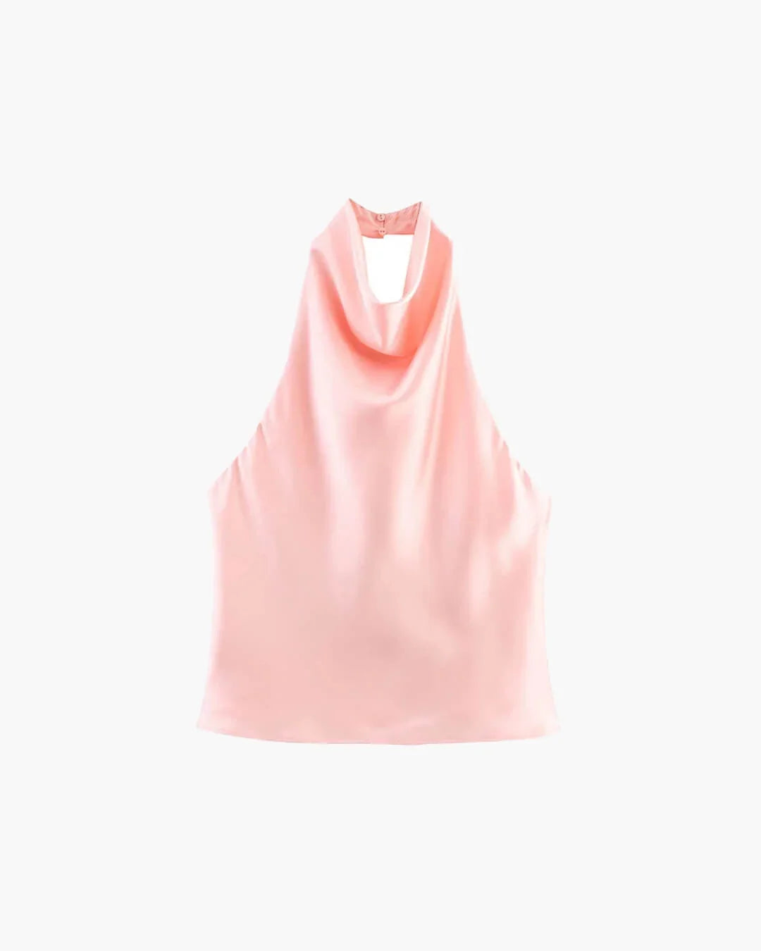 Women's Sleeveless Halter Top with Draped Cowl Neck and Fitted Shape