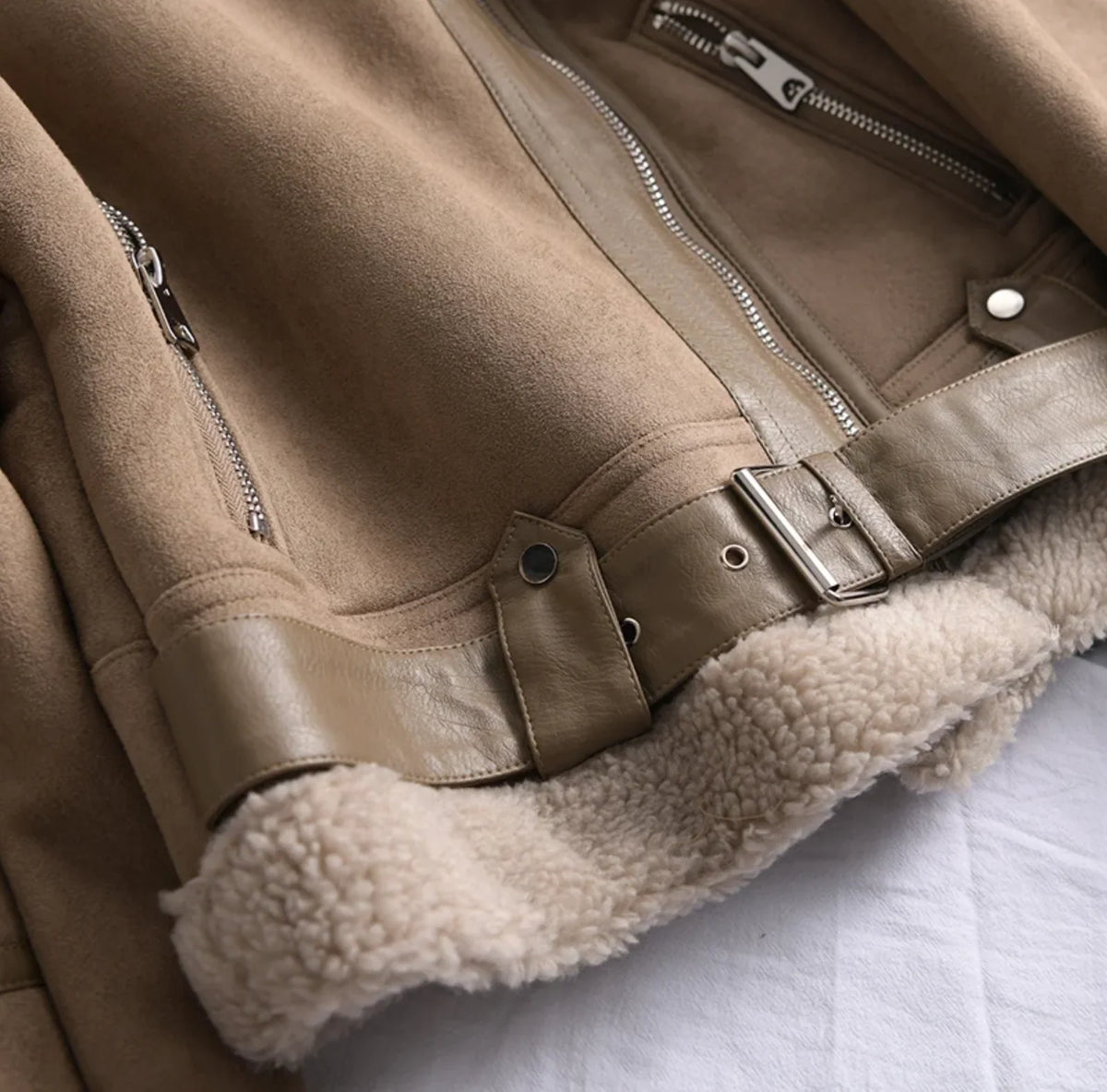 Women's Cropped Moto Jacket with Asymmetric Zipper and Wide Lapels