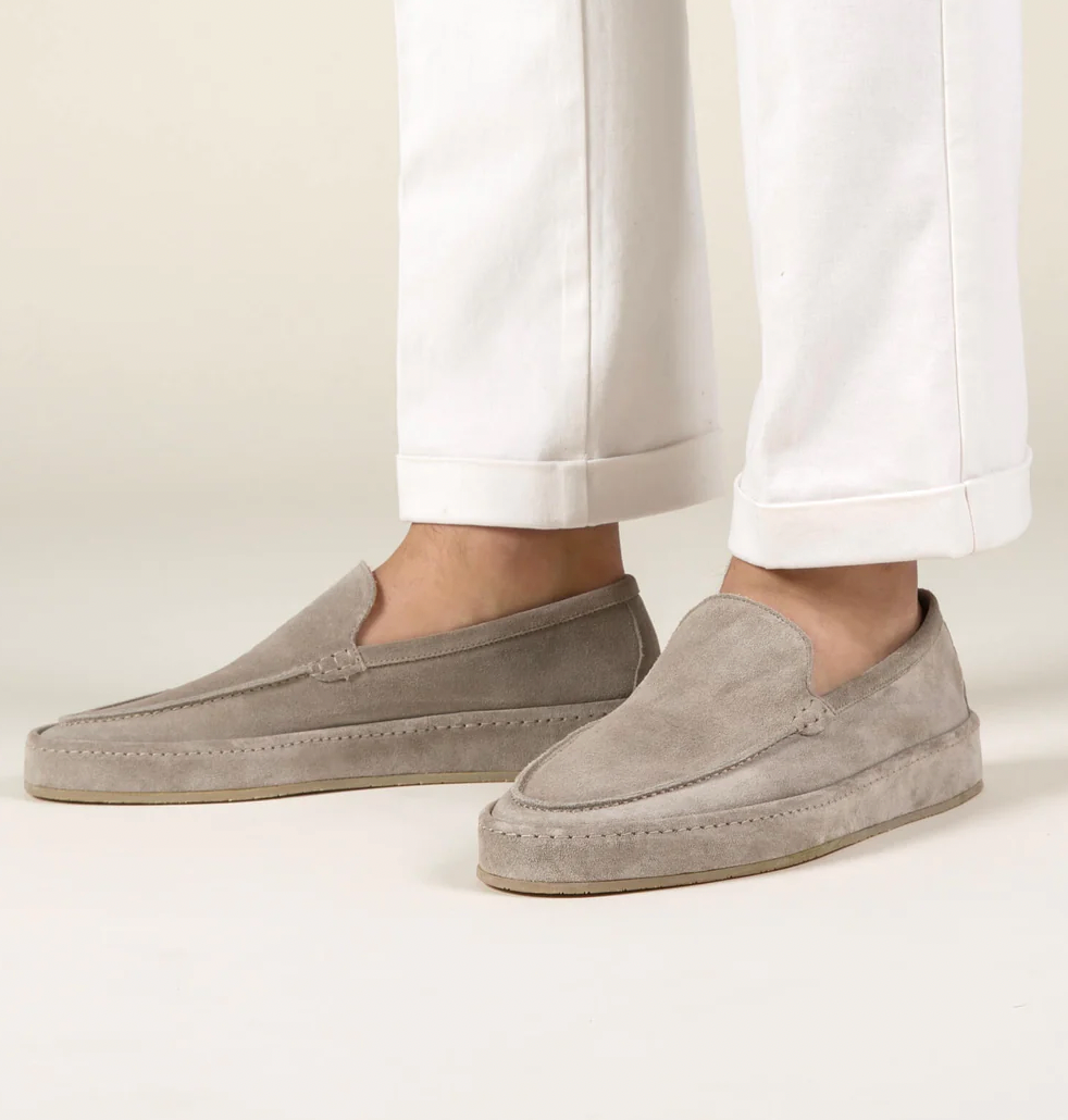 Men's Slip-On Loafers with Low Profile and Visible Seam Details