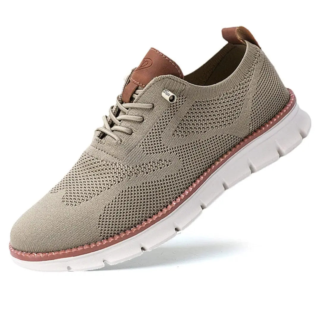 Men's Lace-Up Knit Sneakers with Contrast Segmented Sole