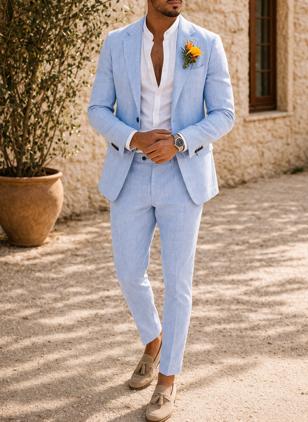 Men's Two-Piece Occasion Suit with Lapel Blazer and Matching Pants