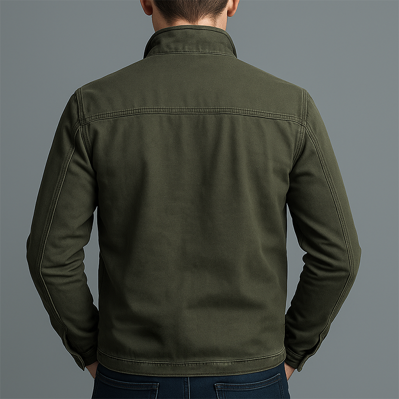 Men's Stand-Collar Zipper Jacket with Chest and Side Pockets