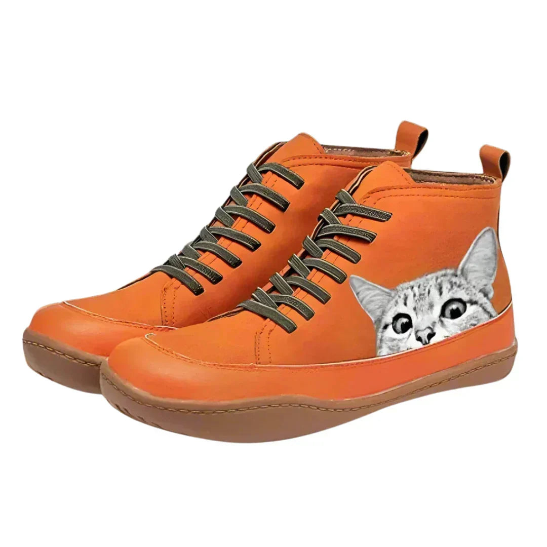 Women's Cat-Graphic Lace-Up Ankle Boots