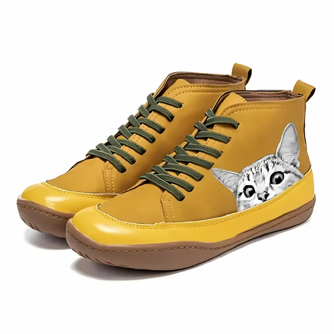 Women's Cat-Graphic Lace-Up Ankle Boots