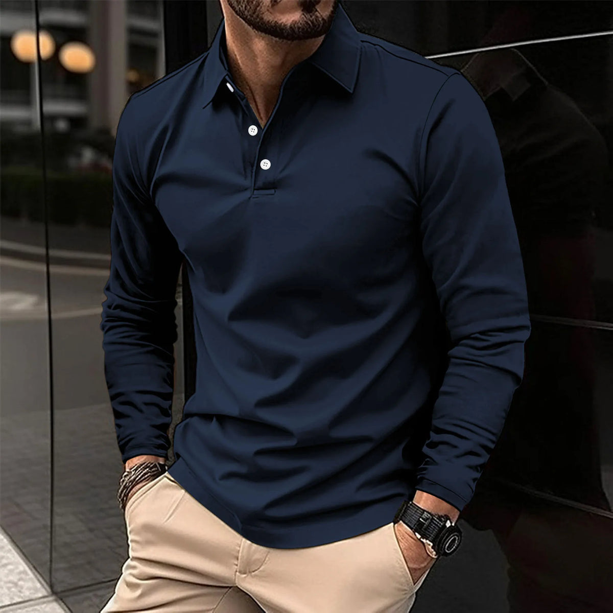 Men's Smart Long-Sleeved Polo