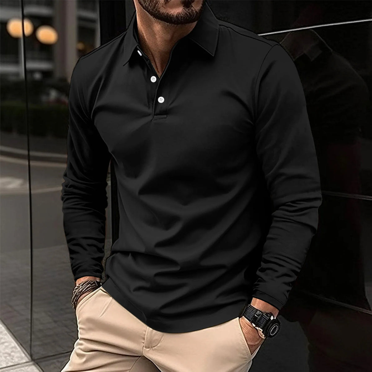 Men's Smart Long-Sleeved Polo
