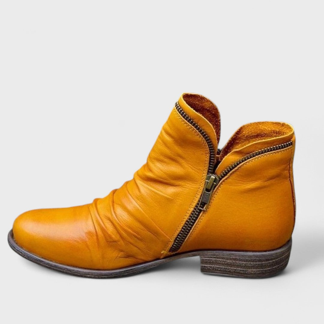 Women's Side-Zip Ankle Boots with Gathered Panel Detail
