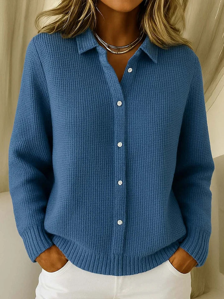 Women's Collared Button-Front Knit Cardigan