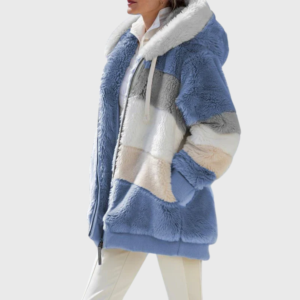 Women's Hooded Textured Jacket with Front Pockets