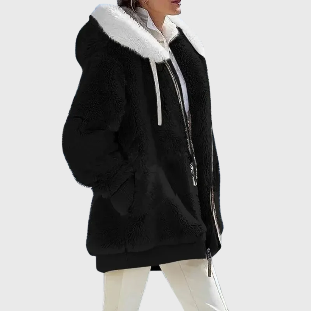 Women's Hooded Textured Jacket with Front Pockets