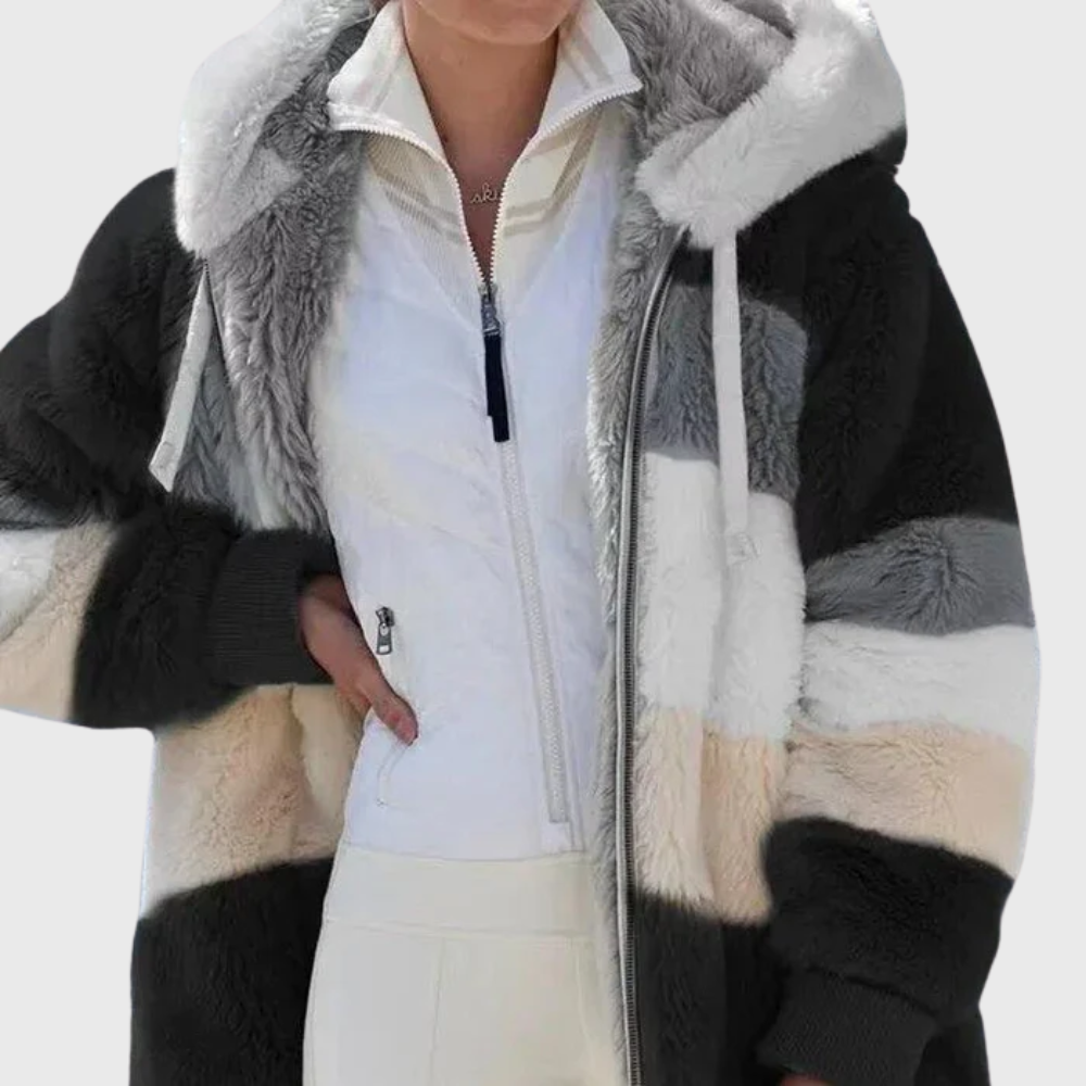 Women's Hooded Textured Jacket with Front Pockets