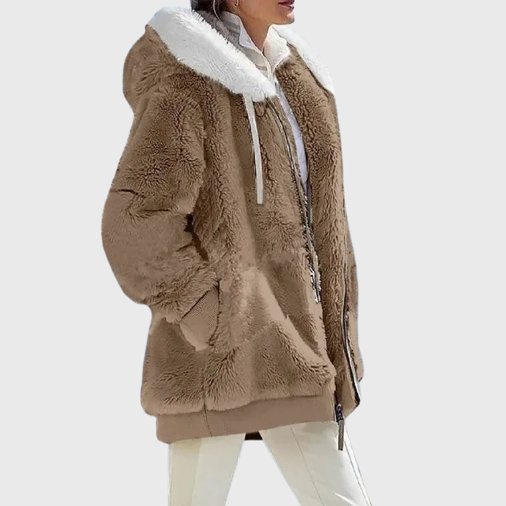 Women's Hooded Textured Jacket with Front Pockets