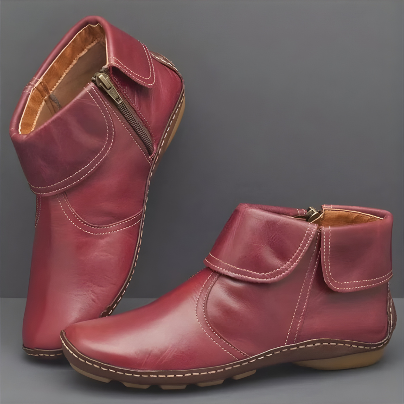 Women's Side-Zip Ankle Boots with Stitched Panel Details