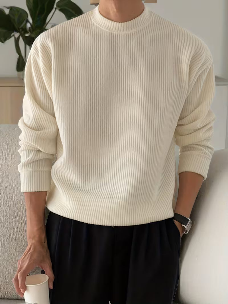 Men's Ribbed Long-Sleeve Crewneck Sweater