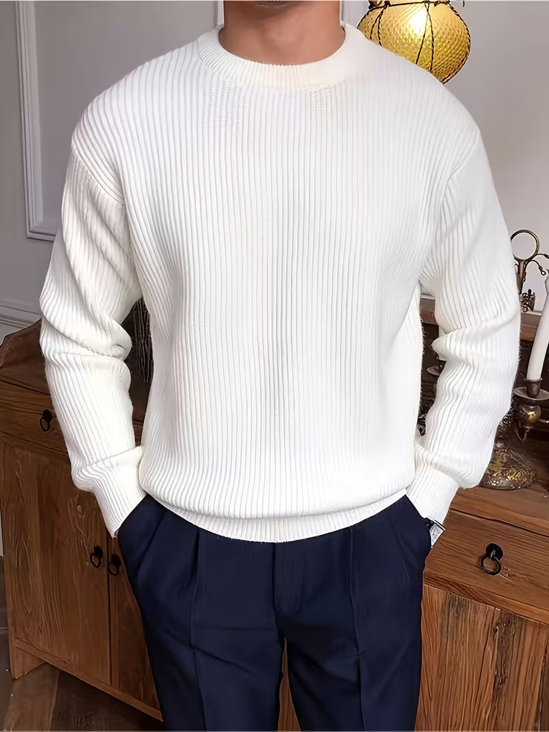 Men's Ribbed Long-Sleeve Crewneck Sweater