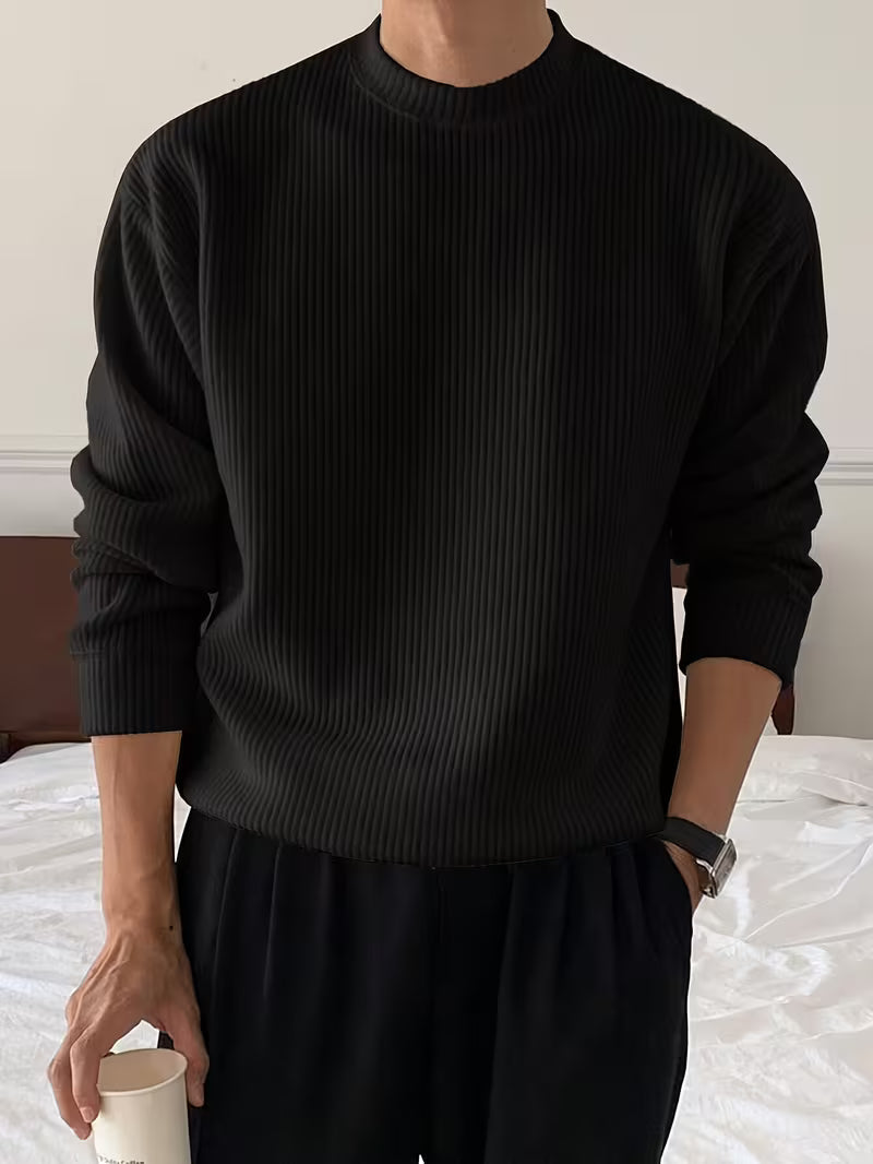 Men's Ribbed Long-Sleeve Crewneck Sweater