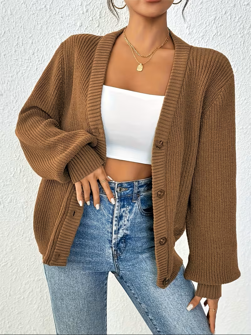 Women's Relaxed Button-Front Cardigan