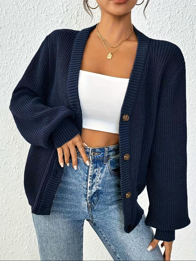 Women's Relaxed Button-Front Cardigan