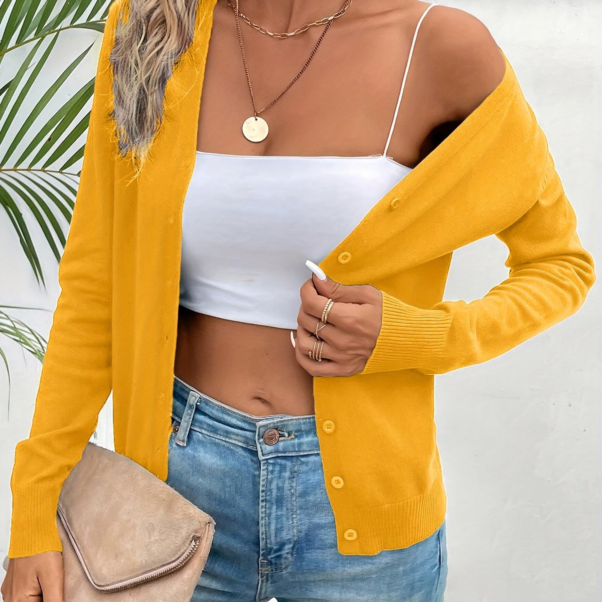 Women's Button-Front Knit Cardigan with Pockets