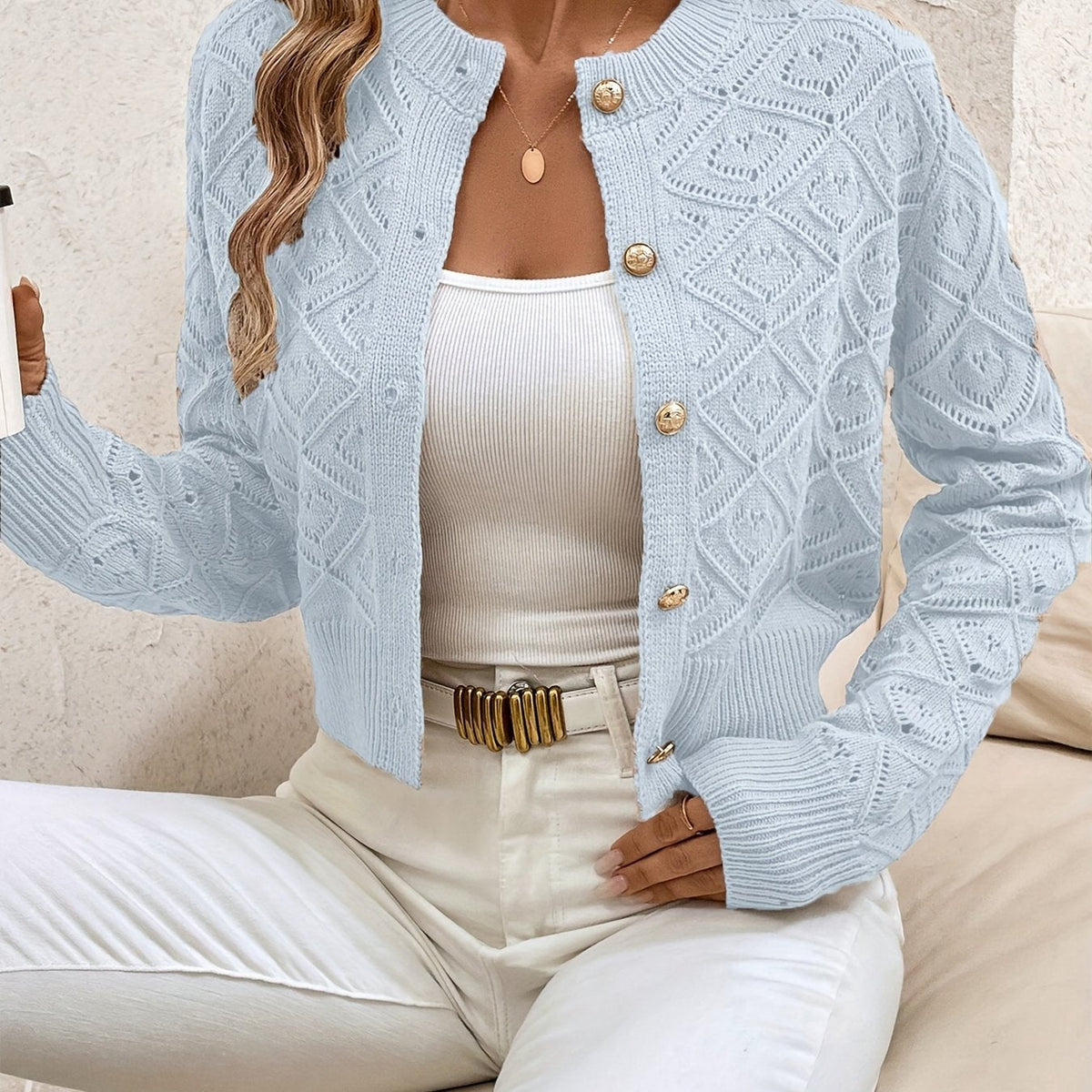 Women's Textured Button-Front Cardigan
