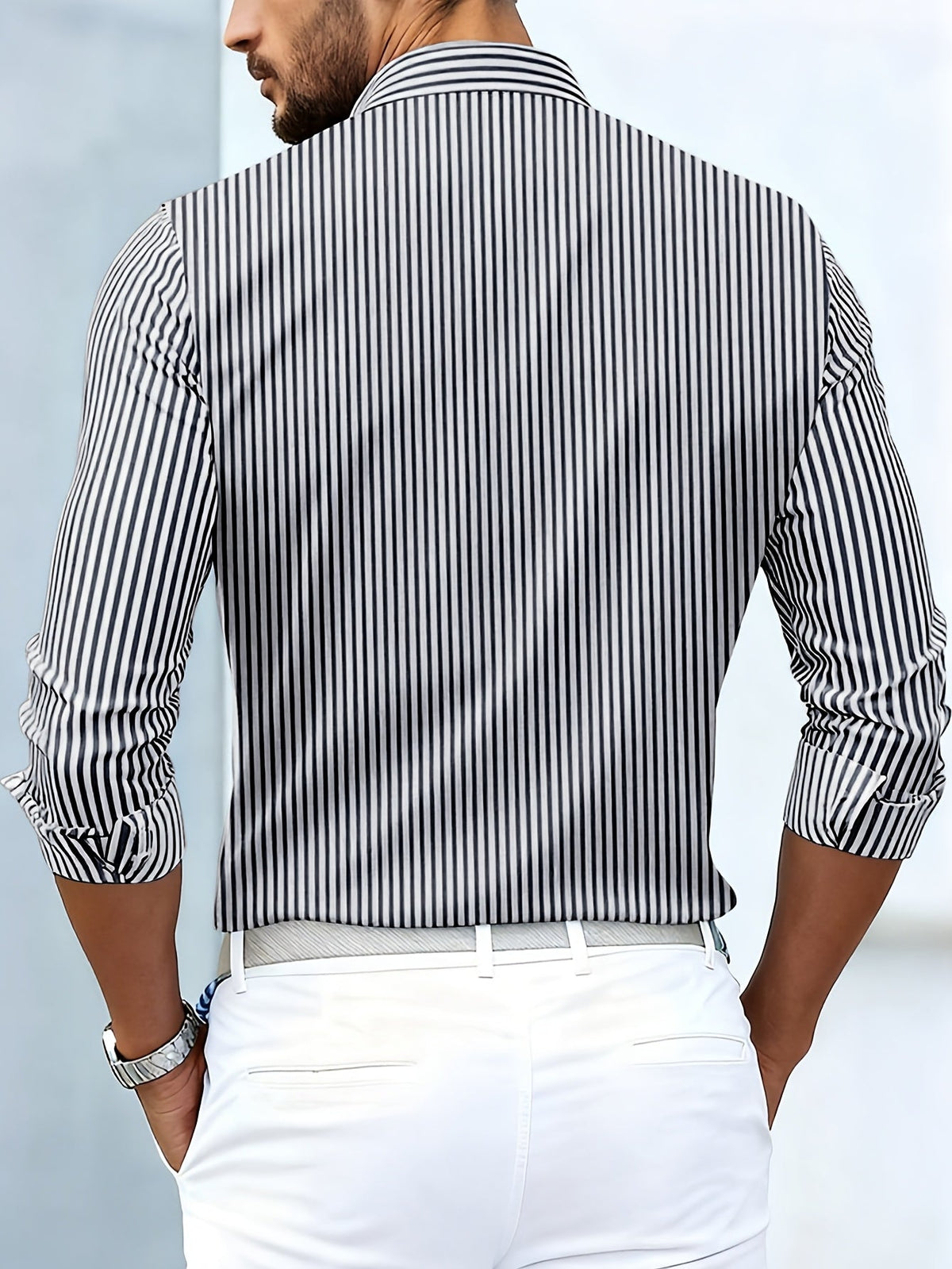 Men's Striped Long-Sleeve Shirt