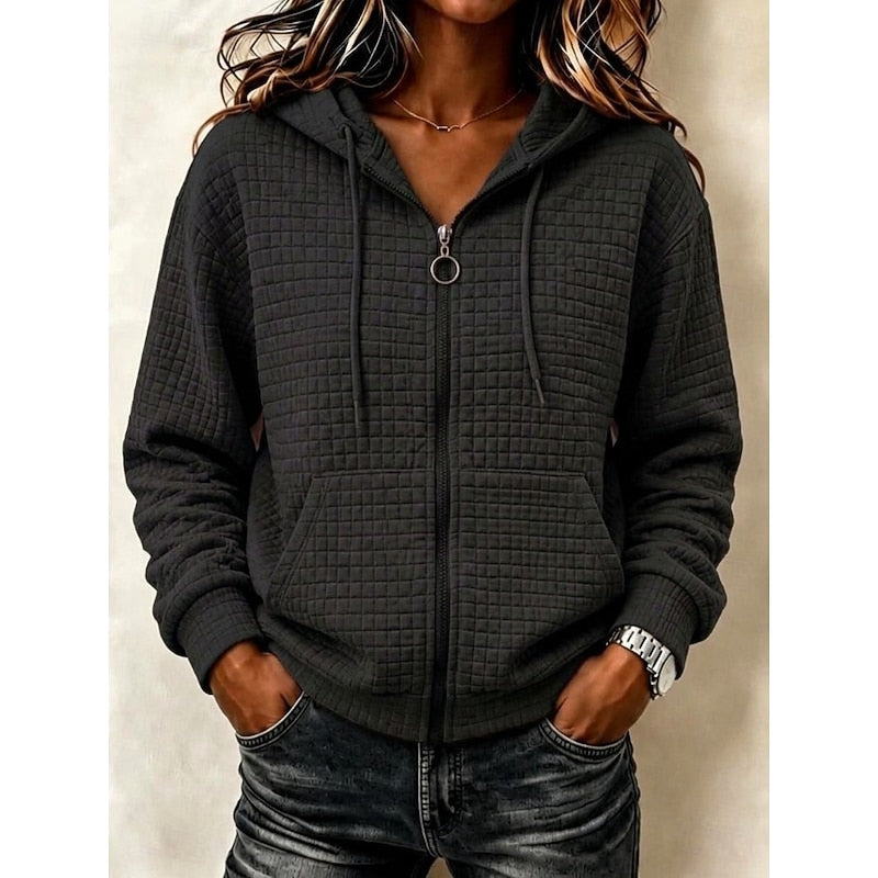 Women's Textured Zip-Up Hoodie