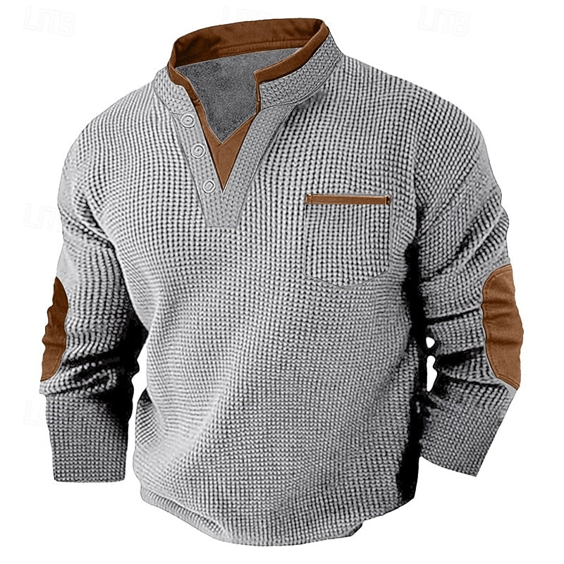 Men's Textured Waffle Henley Shirt