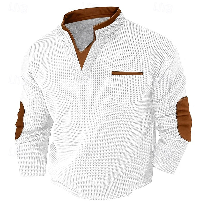Men's Textured Waffle Henley Shirt