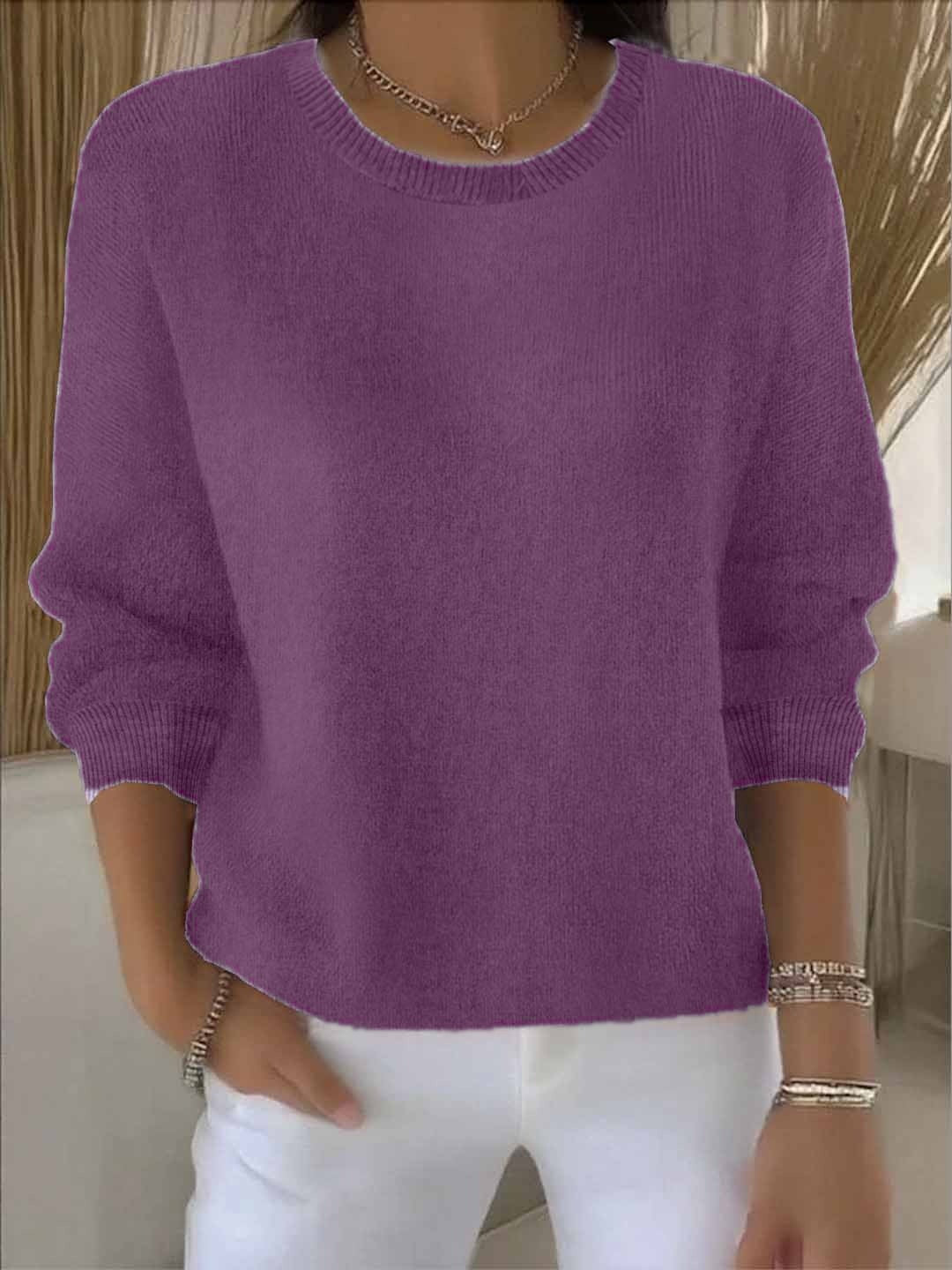 Women's Relaxed Round-Neck Knit Sweater