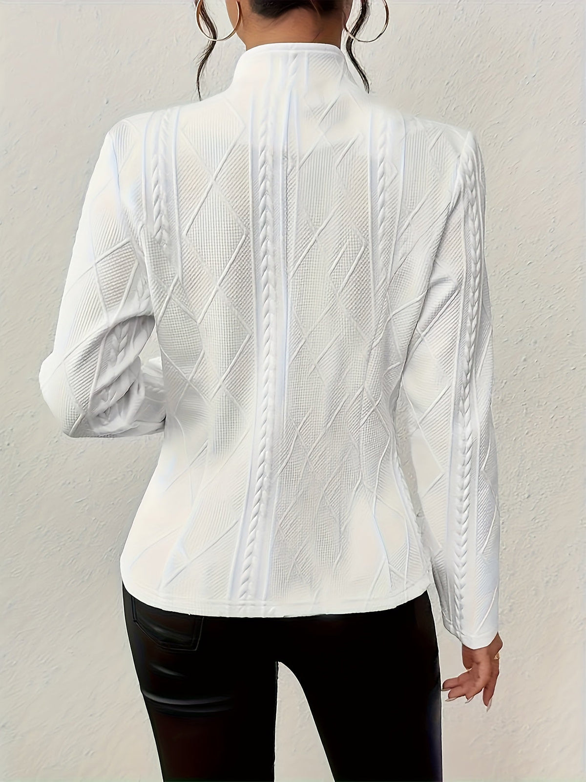 Women's Textured Stand-Collar Jacket with Shaped Waist