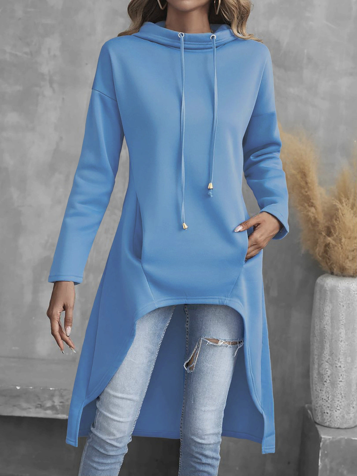 Women's High-Low Drawstring Hoodie