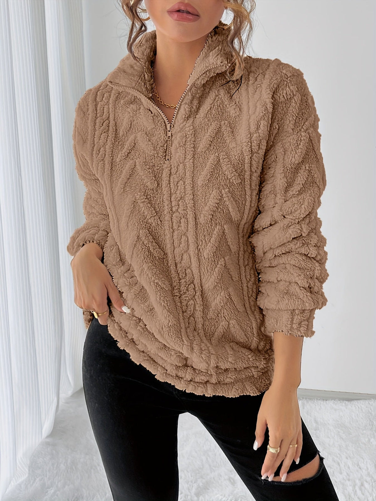 Women's Cable-Texture Crewneck Pullover