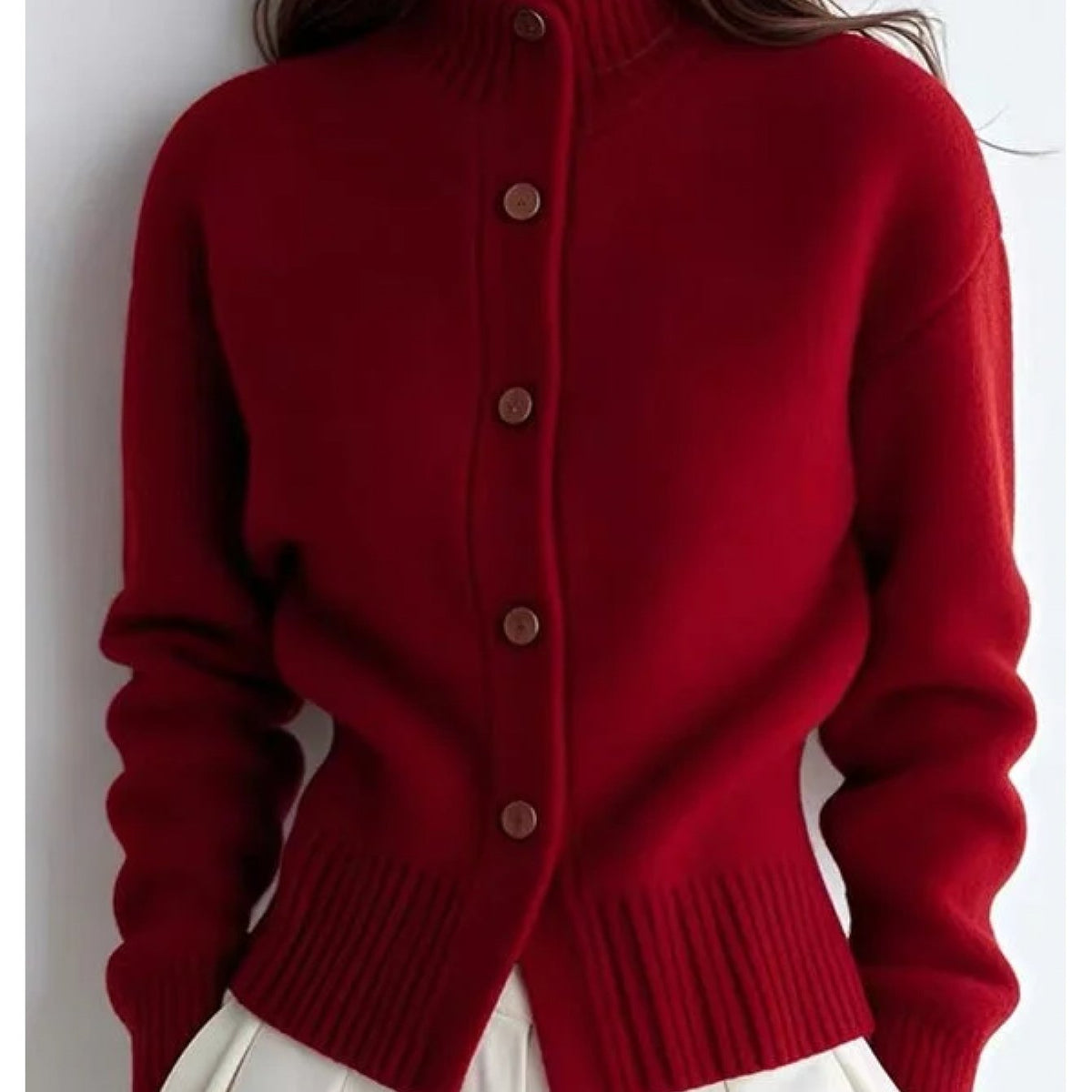 Women's High-Neck Button Cardigan