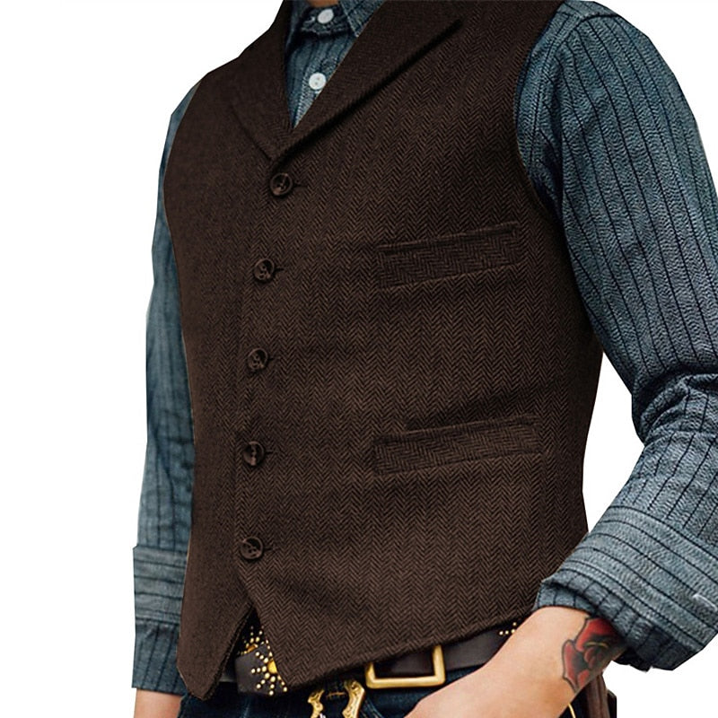 Men's Textured Button-Front Waistcoat