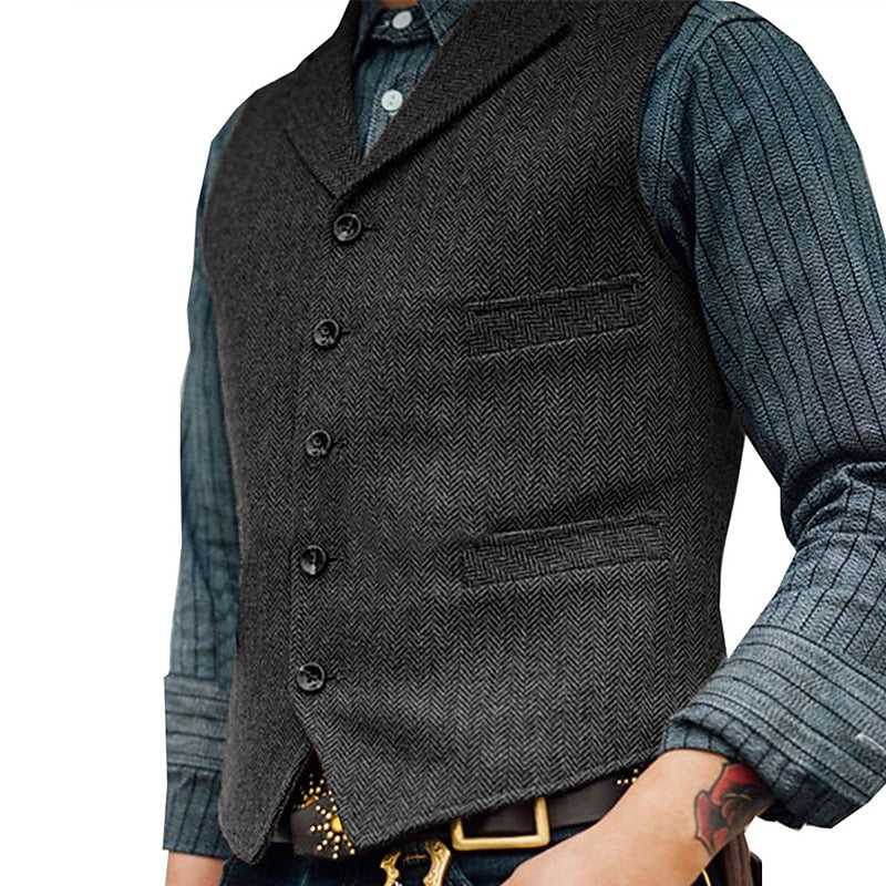 Men's Textured Button-Front Waistcoat