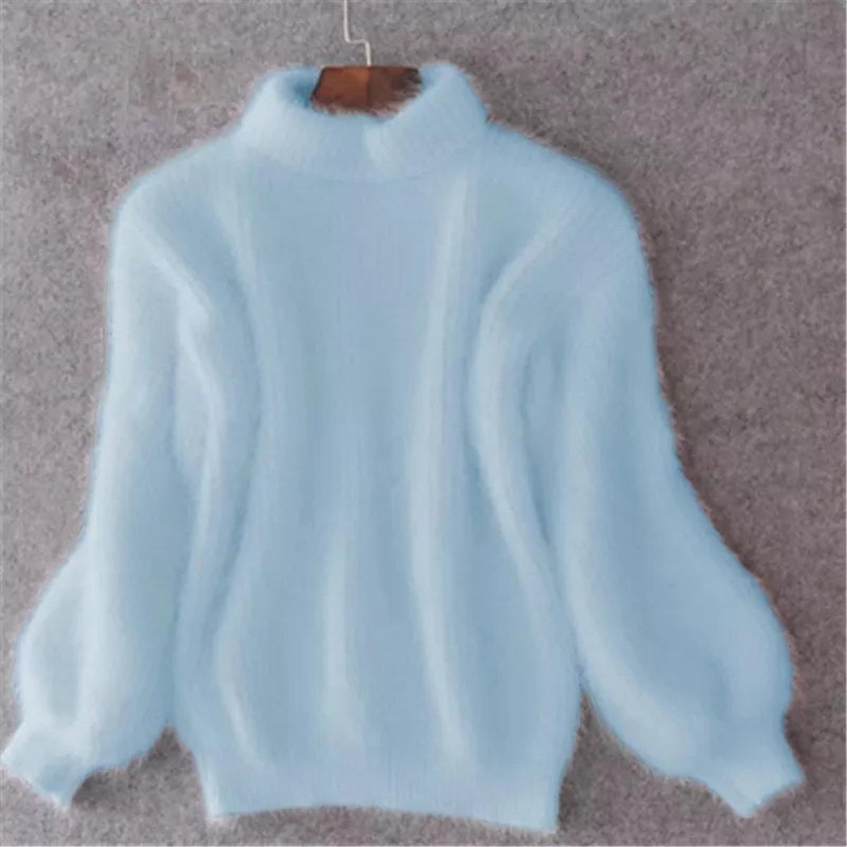 Women's Fuzzy-Texture High-Neck Sweater