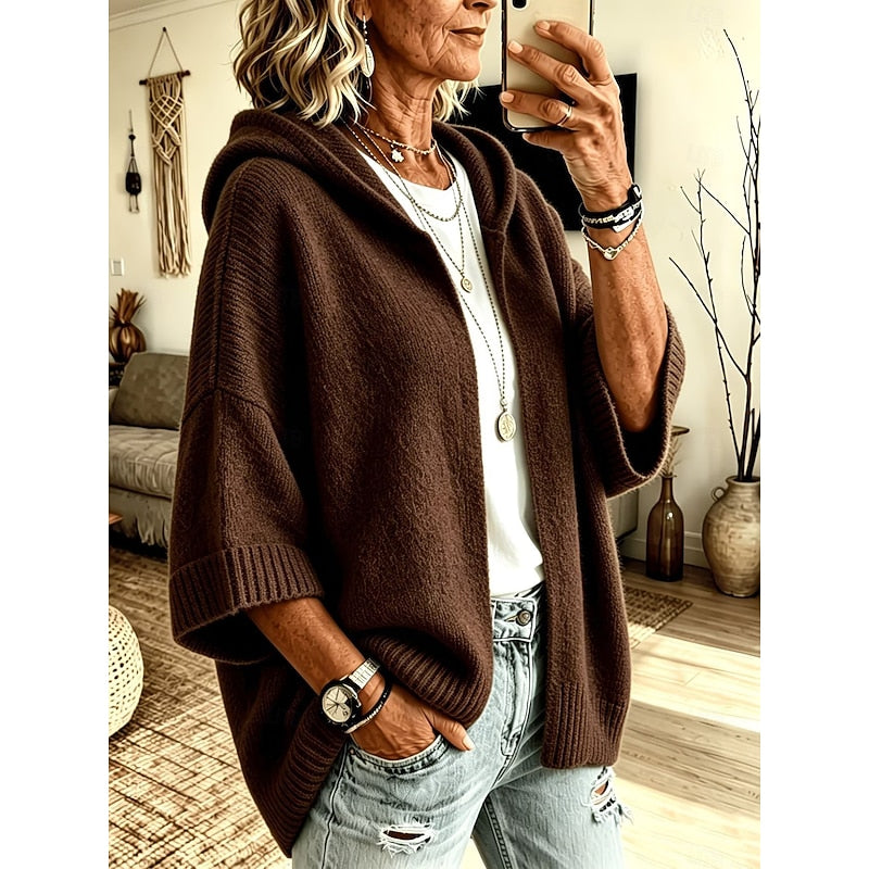 Women's Hooded Open-Front Cardigan