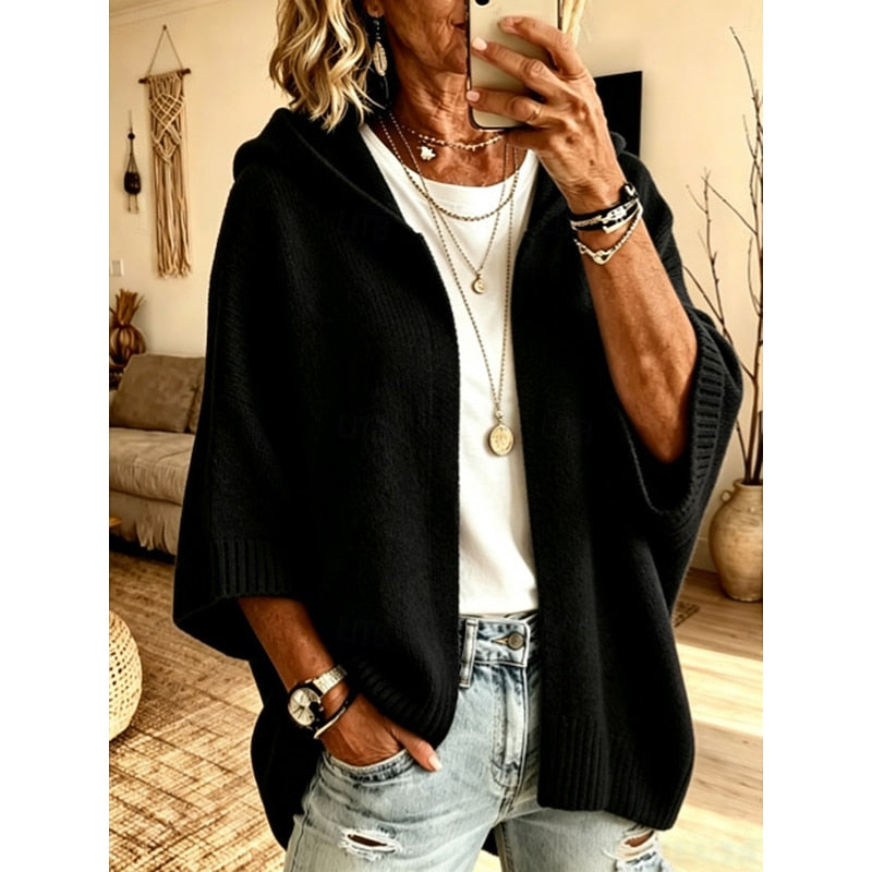 Women's Hooded Open-Front Cardigan