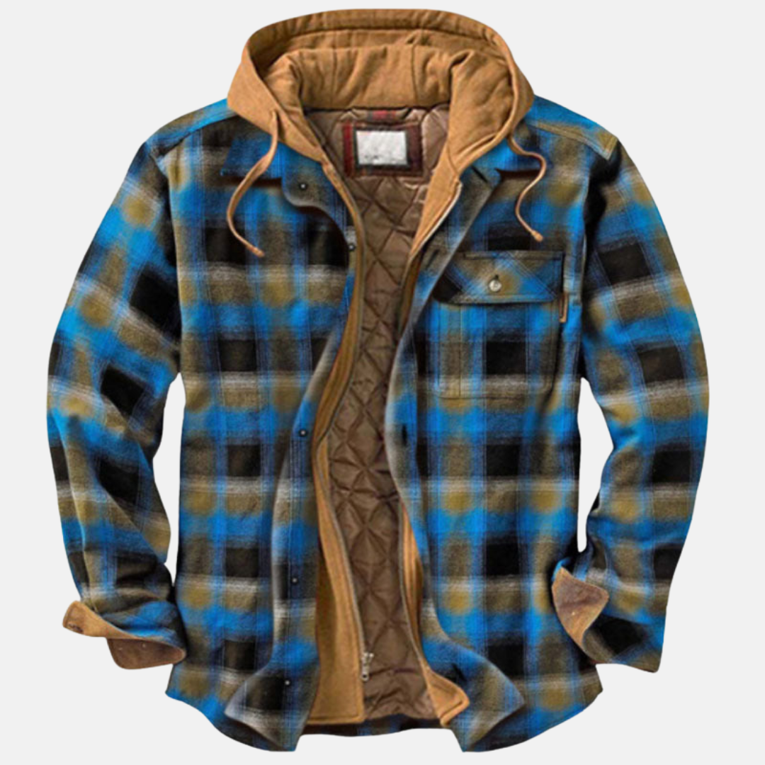 Men's Hooded Plaid Jacket