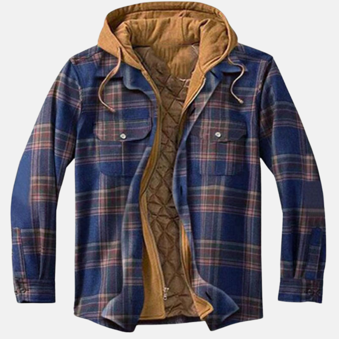 Men's Hooded Plaid Jacket