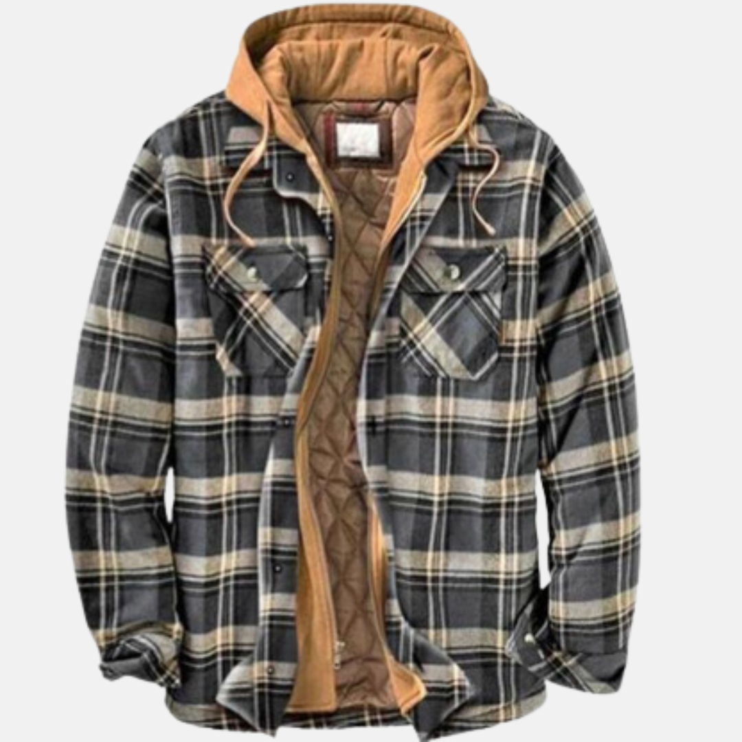 Men's Hooded Plaid Jacket