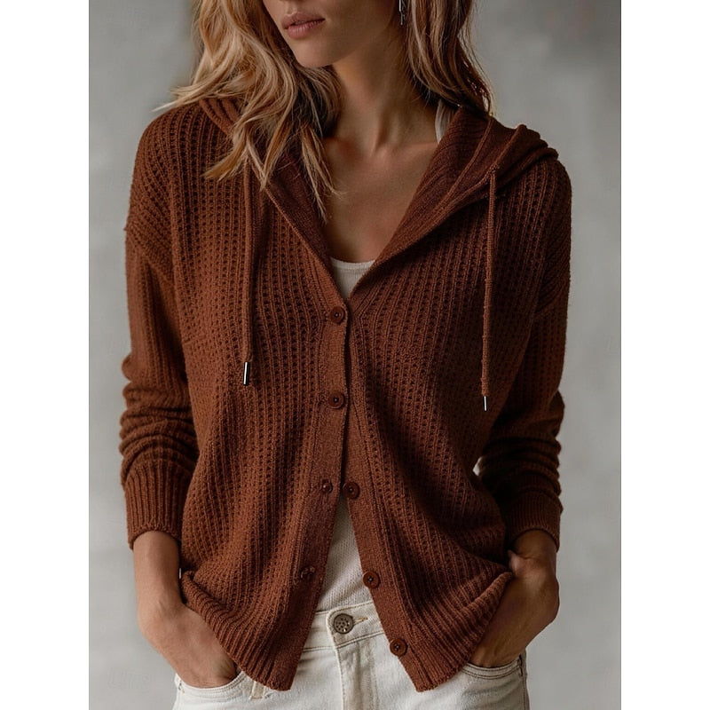 Women's Hooded Button-Front Cardigan