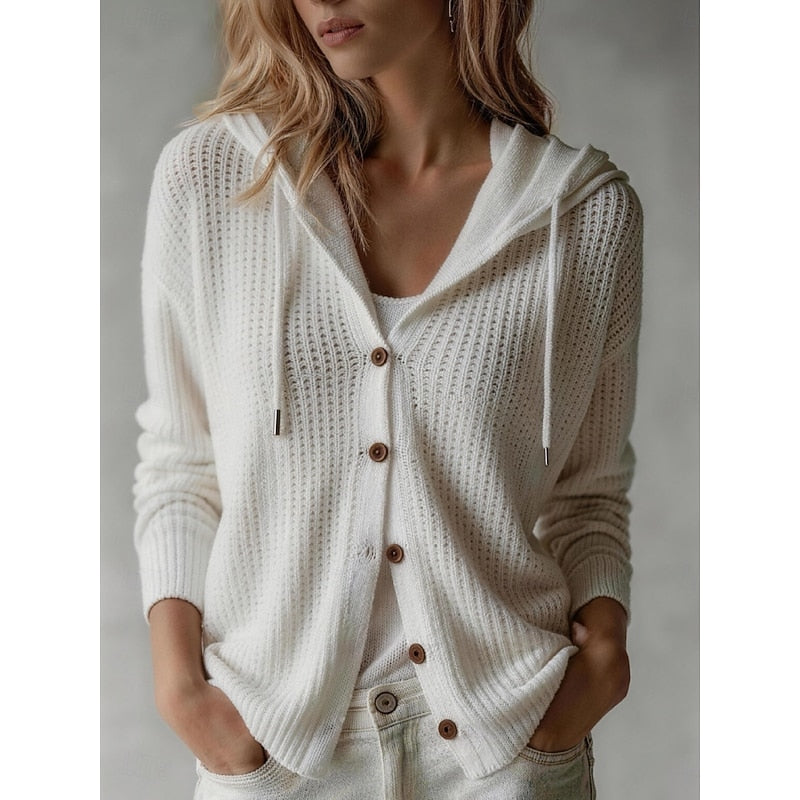 Women's Hooded Button-Front Cardigan