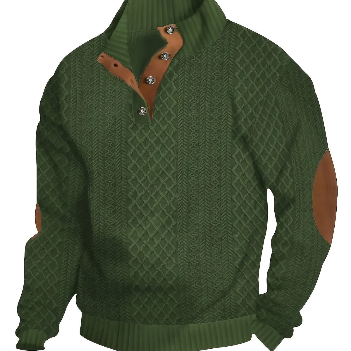Men's Stand Collar Button Henley Sweater