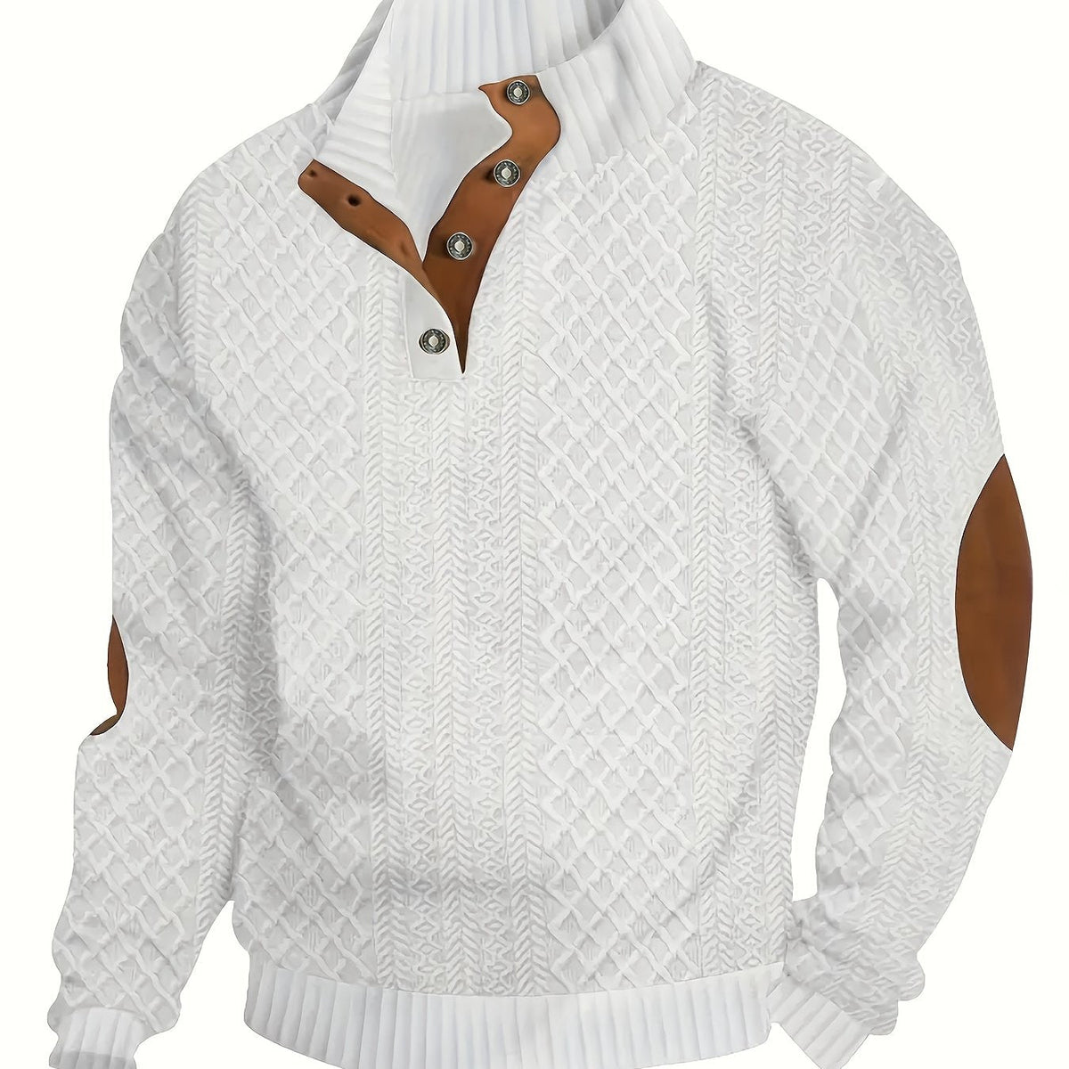 Men's Stand Collar Button Henley Sweater