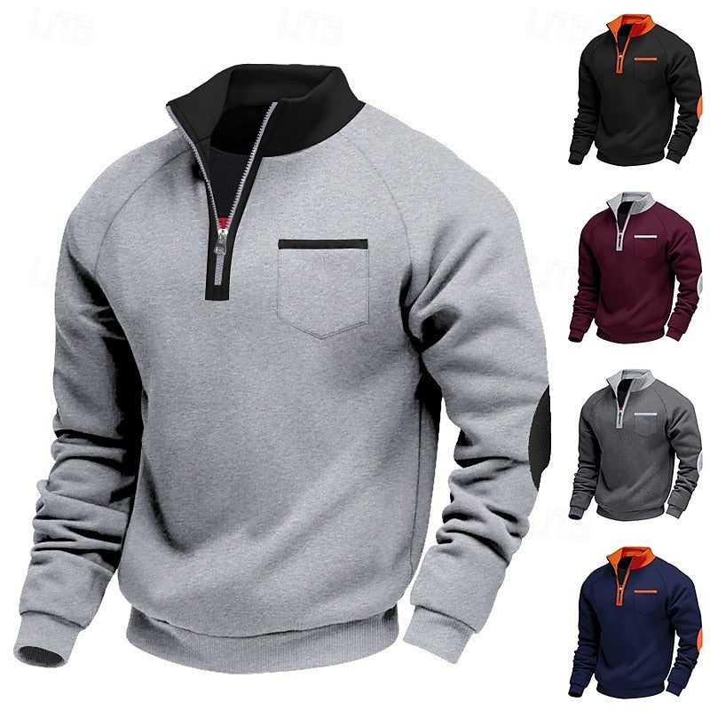 Men's Quarter-Zip Color Block Pullover