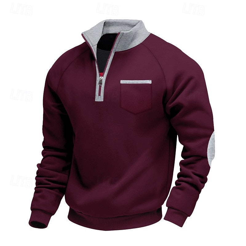 Men's Quarter-Zip Color Block Pullover
