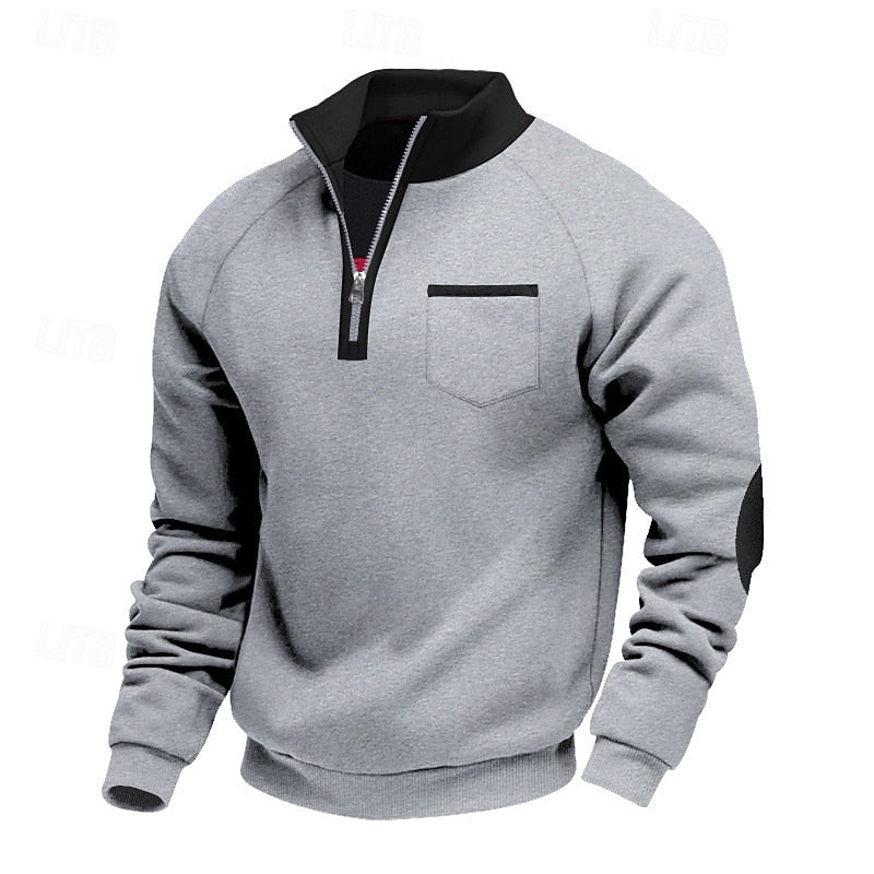 Men's Quarter-Zip Color Block Pullover