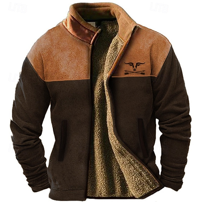 Men's Color-Block Zip Jacket with Textured Trim
